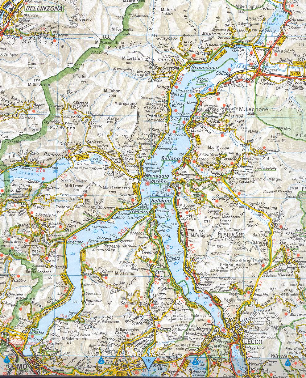 Mappa del Lago di Como – LUOGHI del LARIO e oltre